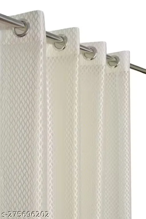 Honger Polyester Beautiful Embroidery Plain Sheer Cream Curtain Pack of 1 Pecs Curtain0